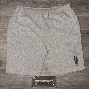 Polo Ralph Lauren Men’s Heather Grey Preppy Bear Fleece Cotton Shorts Size Large